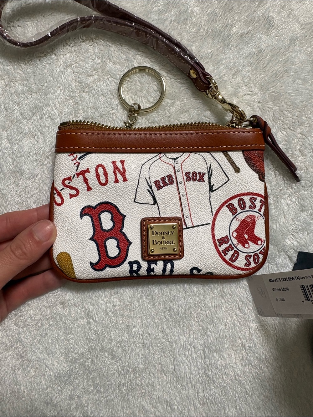 Dooney & Bourke White Red Navy MLB Boston Red Sox Print Crossbody with Wristlet - Picture 7 of 9